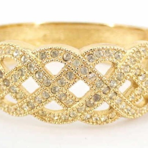 AUTH VINTAGE CHRISTIAN DIOR CRYSTAL BANGLE BRACELET - Picture 1 of 5